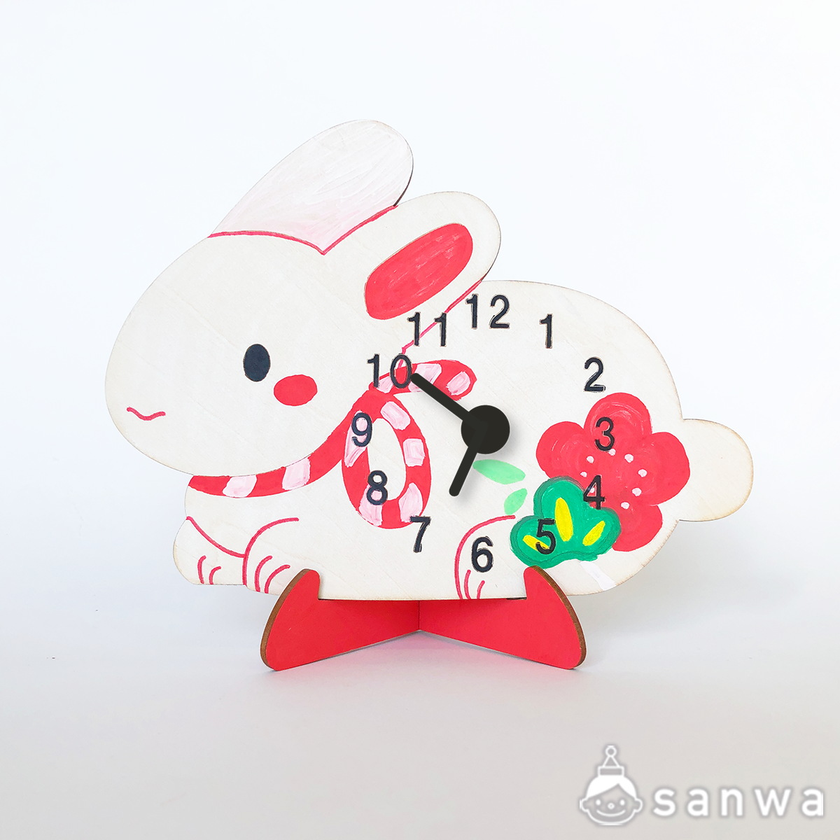 塗るだけ】木のおえかき時計セット うさぎ【木製時計】（時計工作