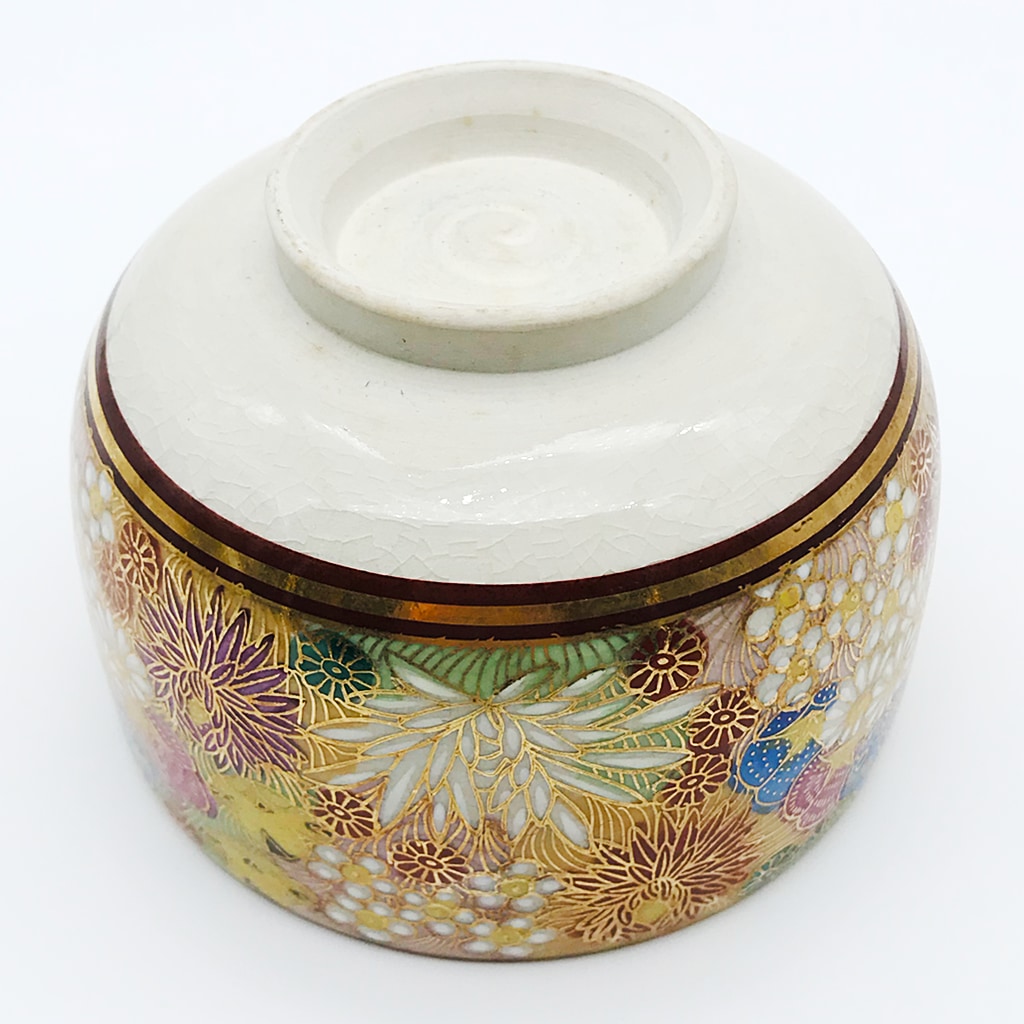 九谷焼 中田龍山 茶碗 金彩色絵花詰 高堂風錦手 - CRAFTS DESIGN