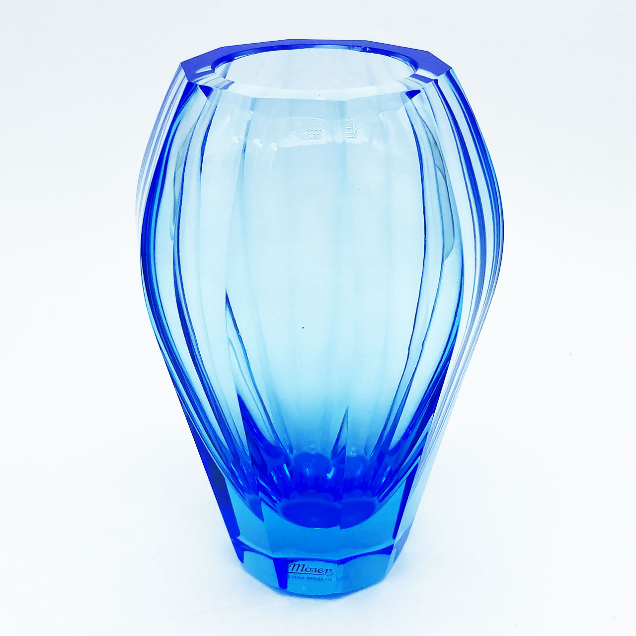 ボヘミアガラス モーゼル 花瓶 マリーンブルー - CRAFTS DESIGN