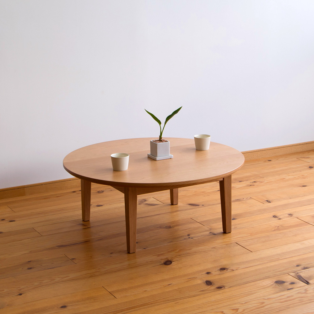 オーダー家具 チェリー無垢材の丸座卓(直径90㎝）・T-173 長野県の家具