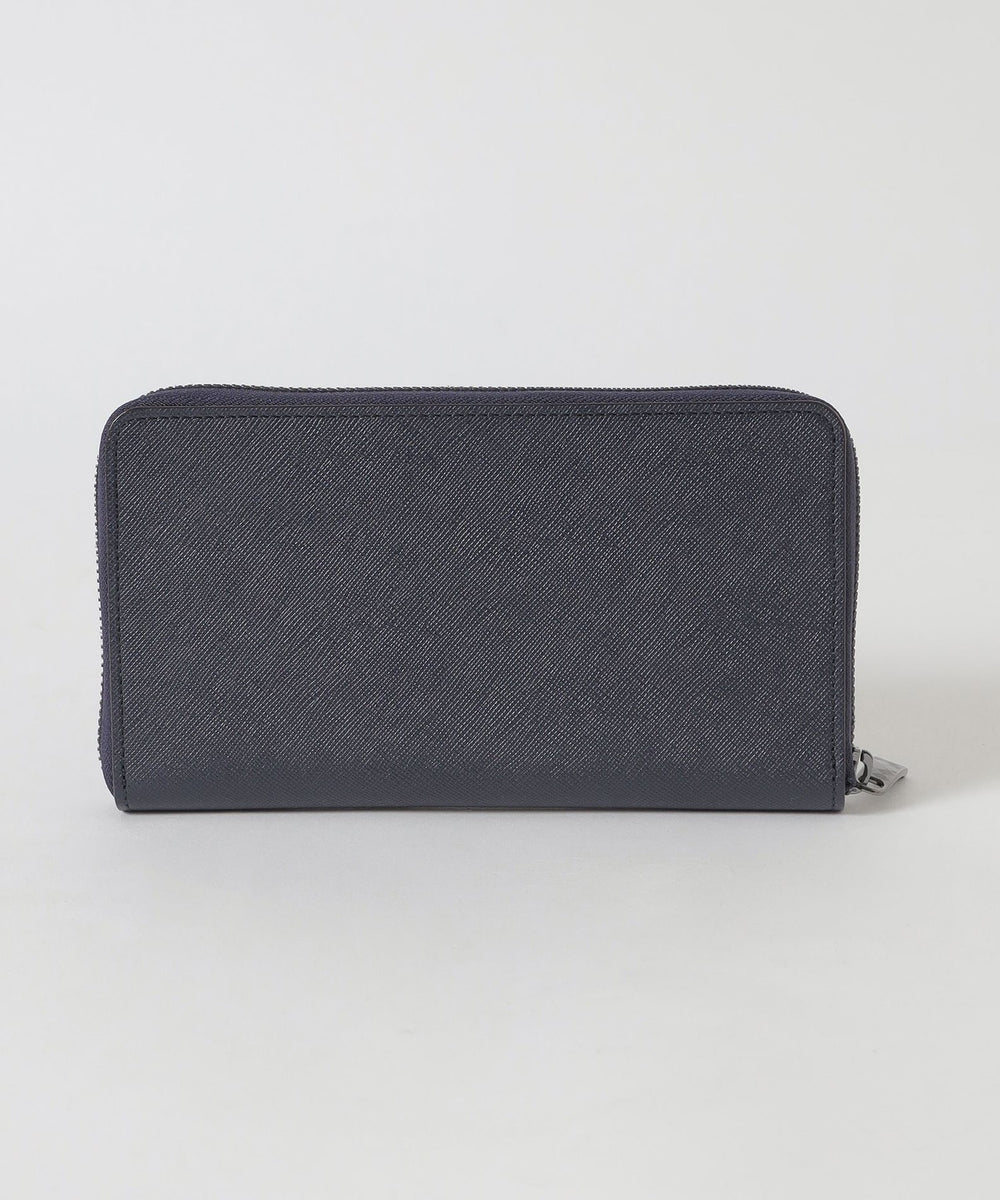 バイカラークレストブリッジチェックラウンドジップウォレット