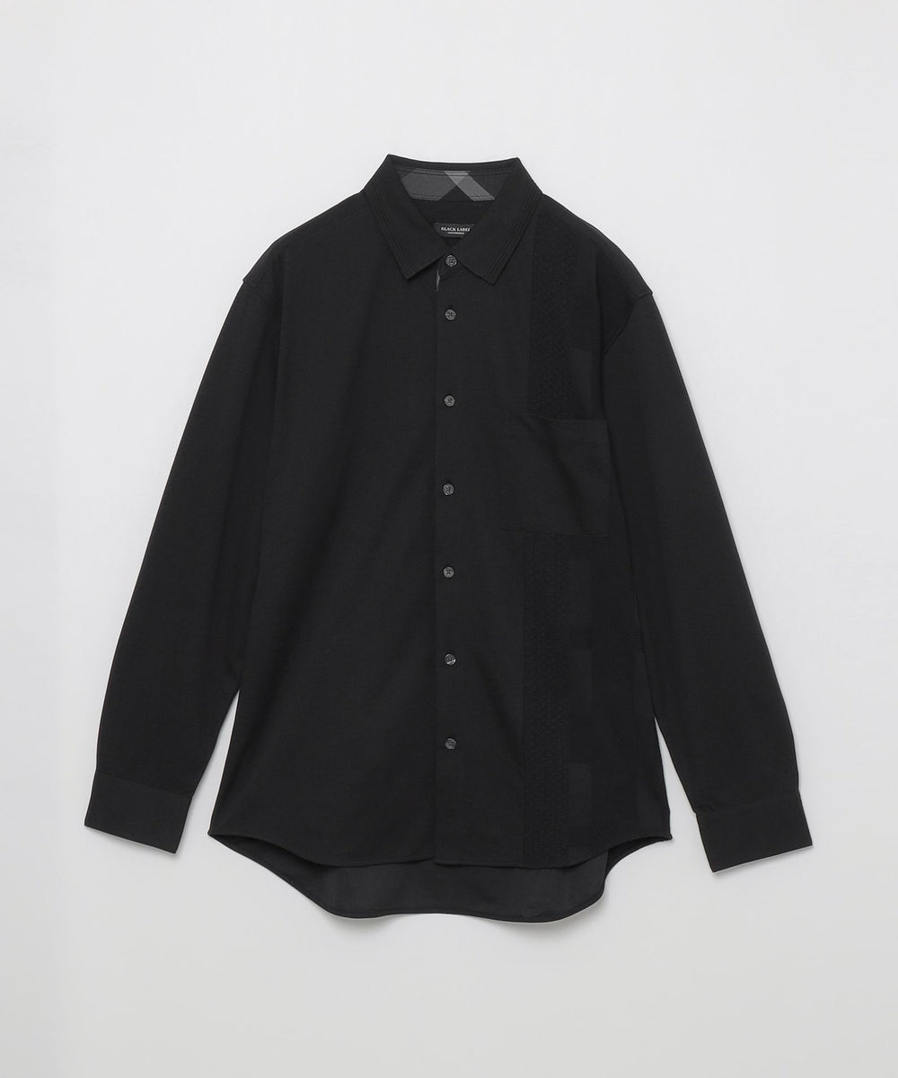 シャドーチェックニットドッキングシャツ（カジュアルシャツ）｜BLACK