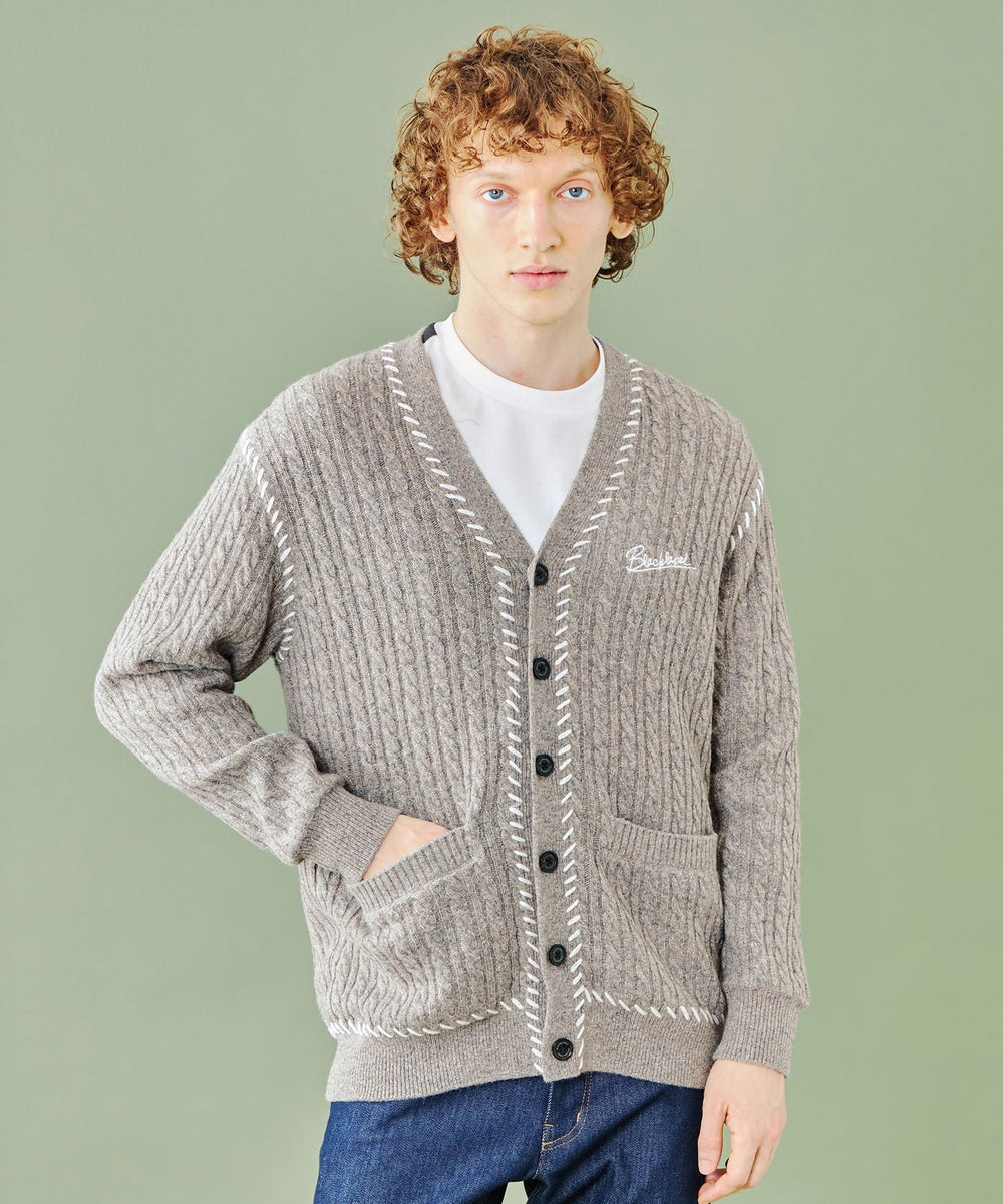 WEB・一部店舗限定】パーシャルチェックケーブルカーディガン（WEB限定