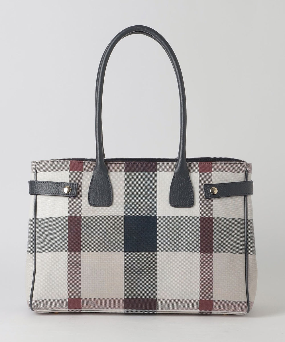 クレストブリッジチェックキャンバスハトメトート（バッグ）｜BLUE