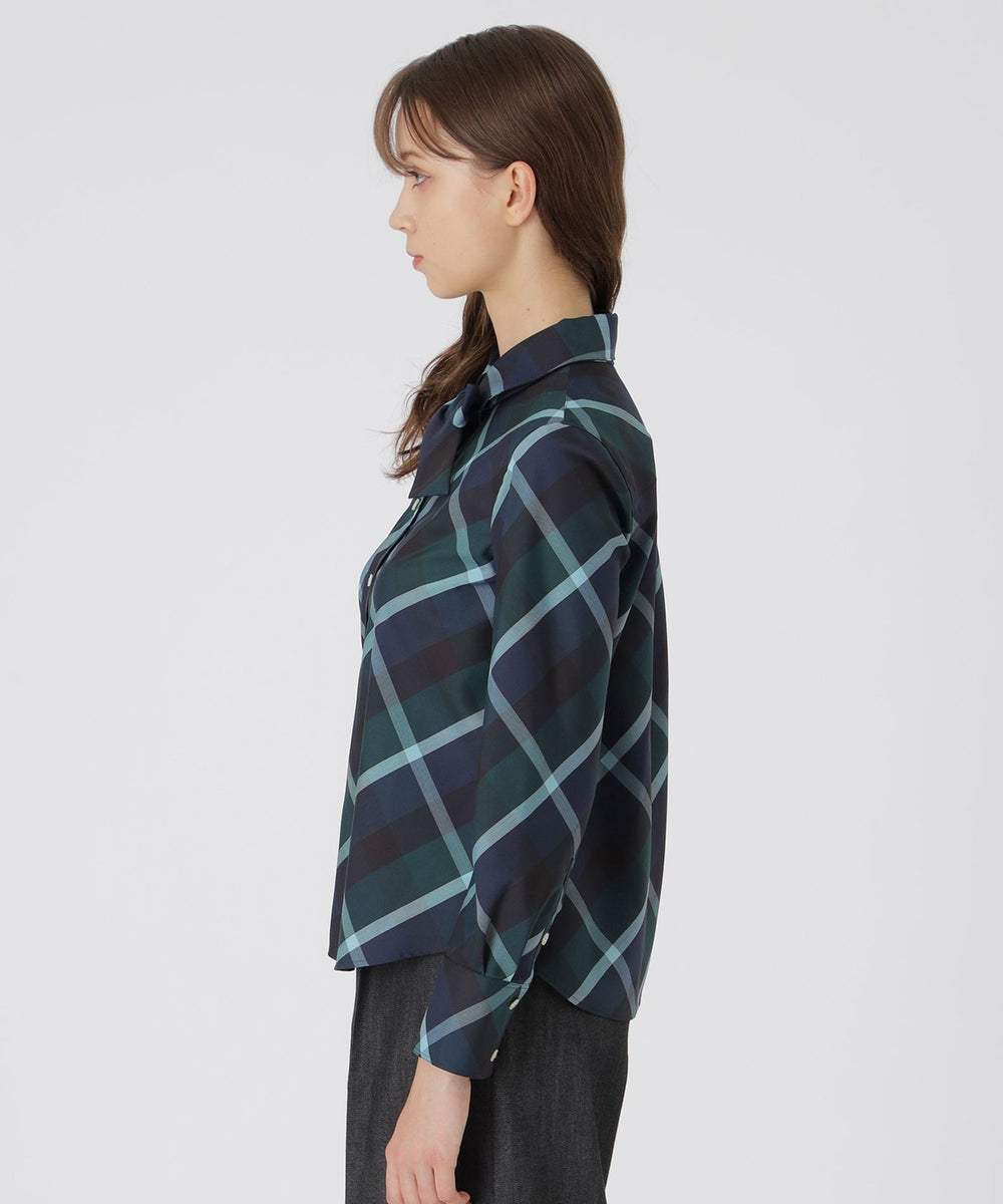 クレストブリッジチェックハーフスパンツイルリボンタイ付きシャツ