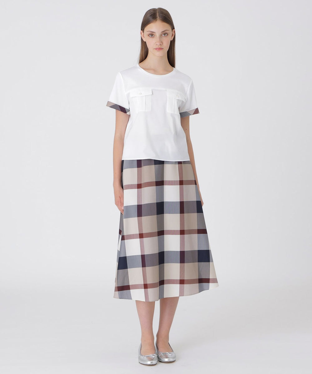 タイプライターカットコンビブラウス（ブラウス）｜BLUE LABEL