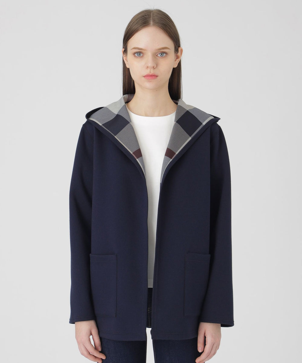 クレストブリッジチェックリバーシブルダンボールミディ丈コーディガン