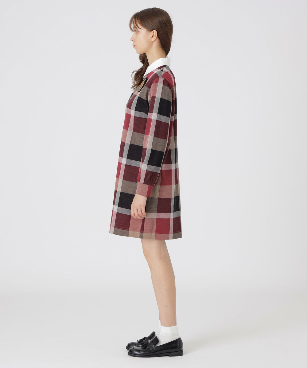 クレストブリッジチェックジャカードジャージードレス（ドレス）｜BLUE