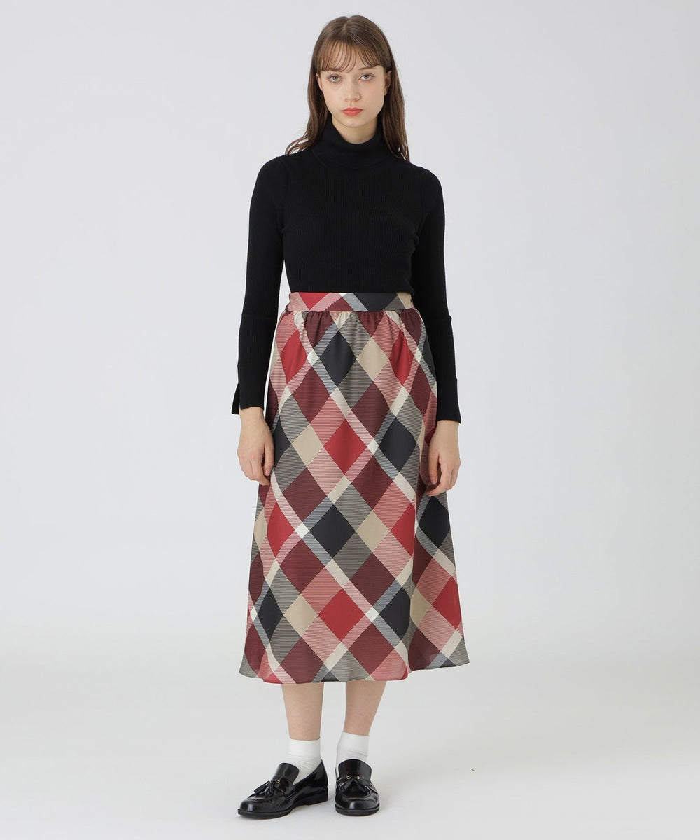 取扱店舗限定】クレストブリッジチェックサテンプリントスカート