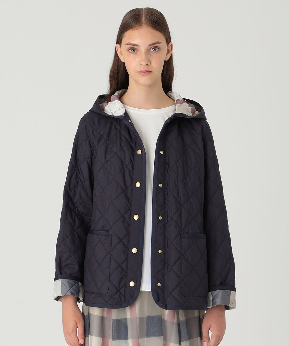 一部店舗限定】クレストブリッジチェックキルティングショートコート