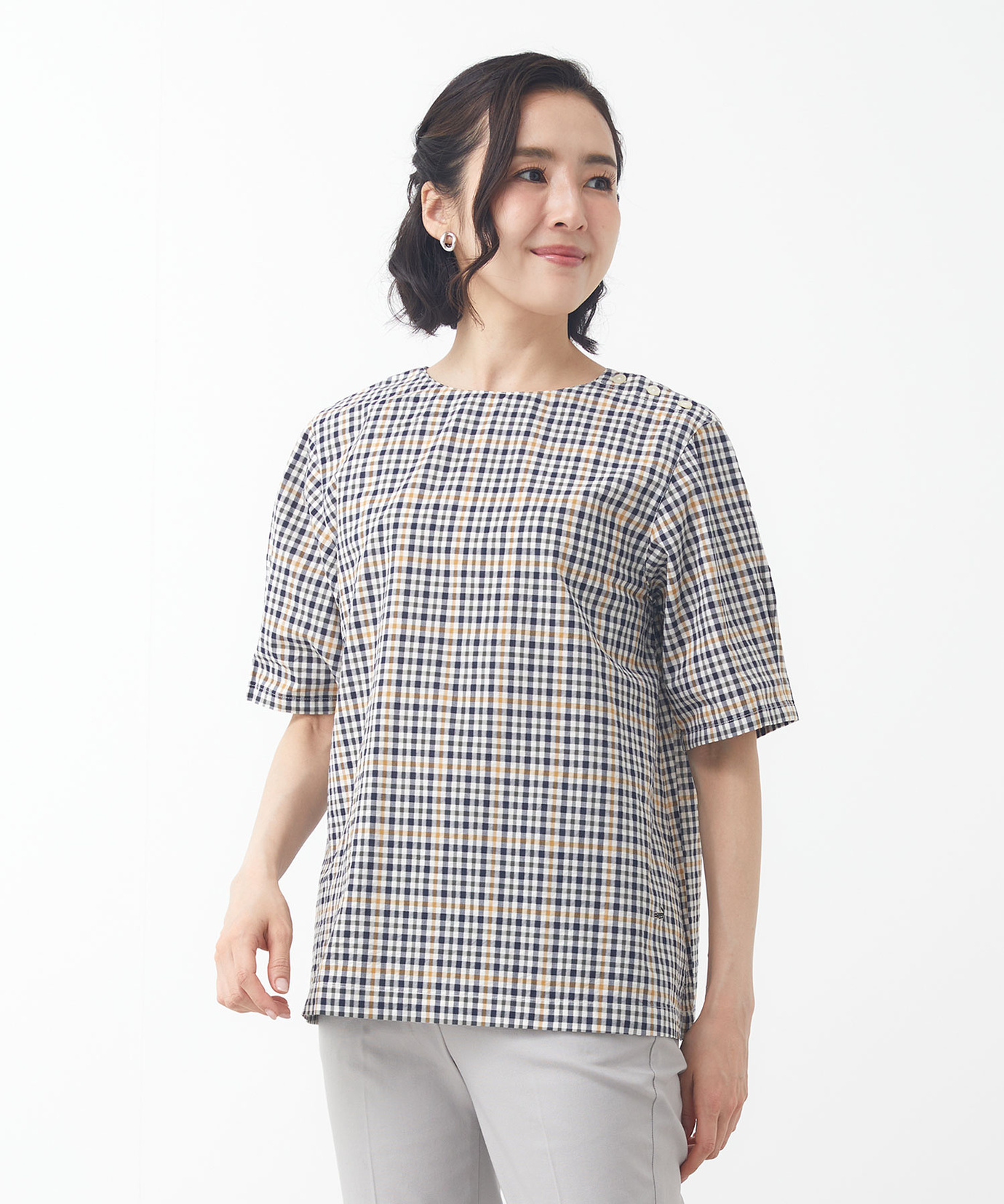 レディース クロコダイルタータン サッカー ブラウス通販 [0301-33105