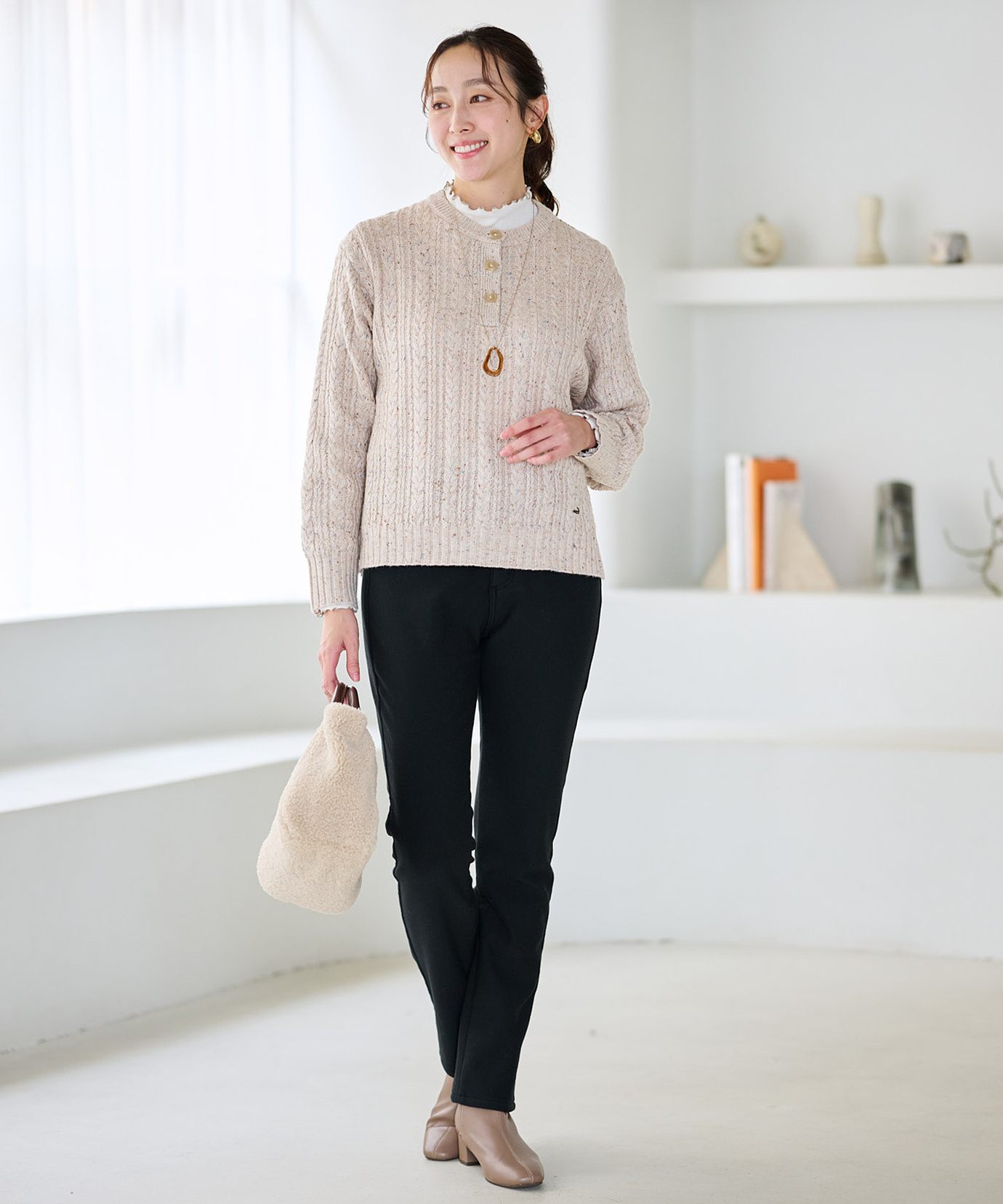 レディース ウールブレンド ネップ ニット【手洗いOK】通販 [0303