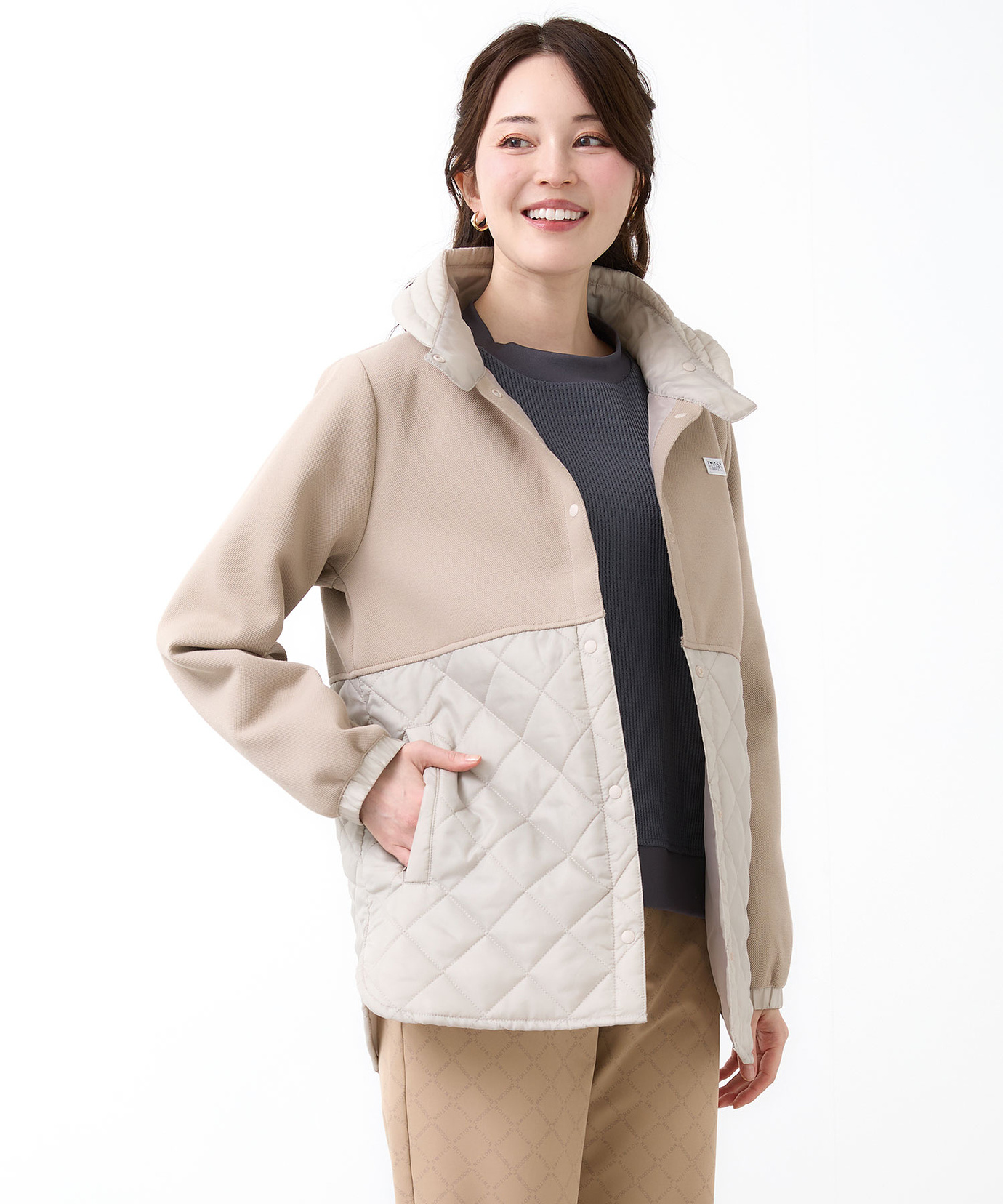 レディース 鹿の子 ドッキング キルトジャケット通販 [2002-56213