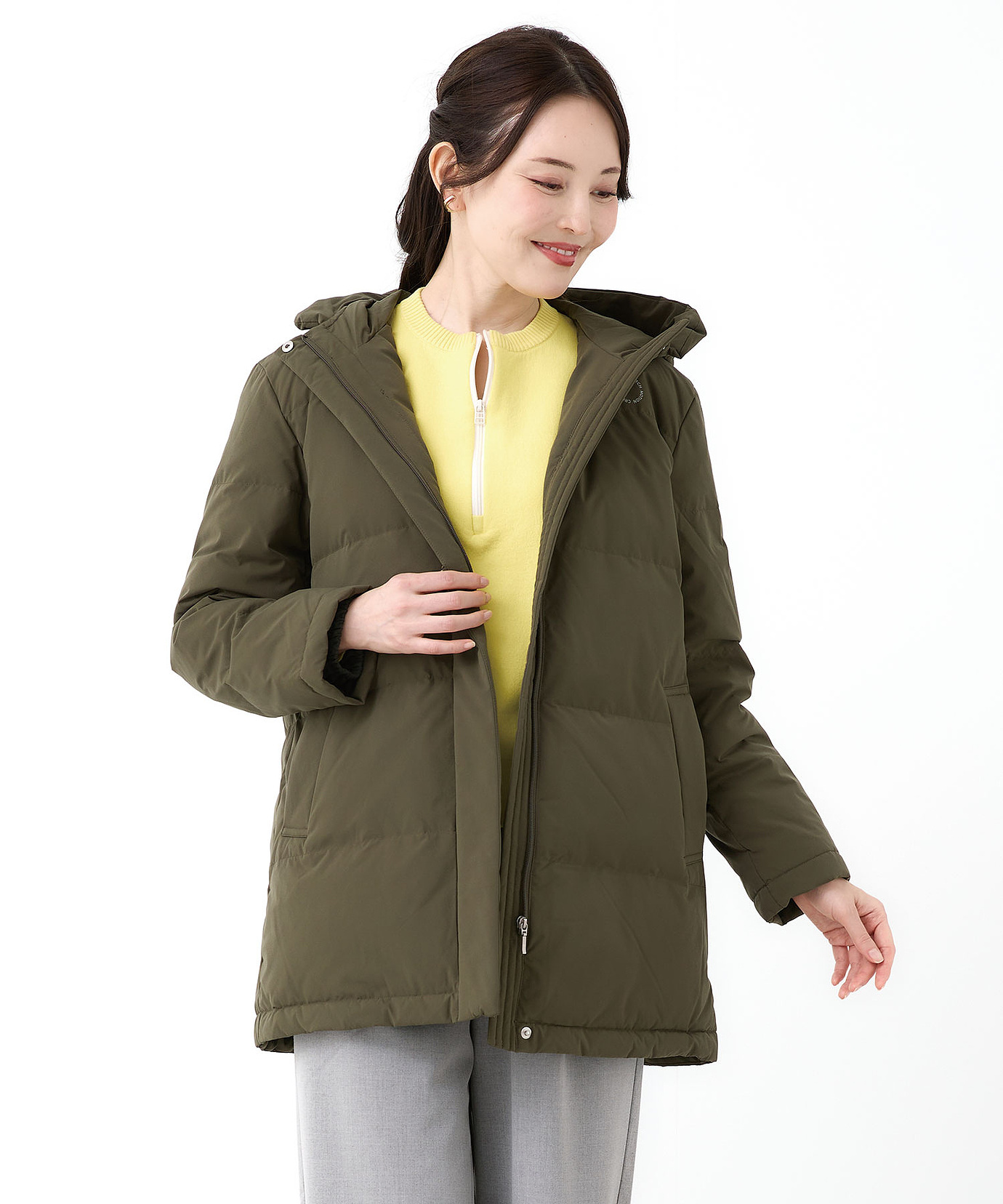 レディース ストレッチ ミドル ダウン ジャケット【撥水加工】通販