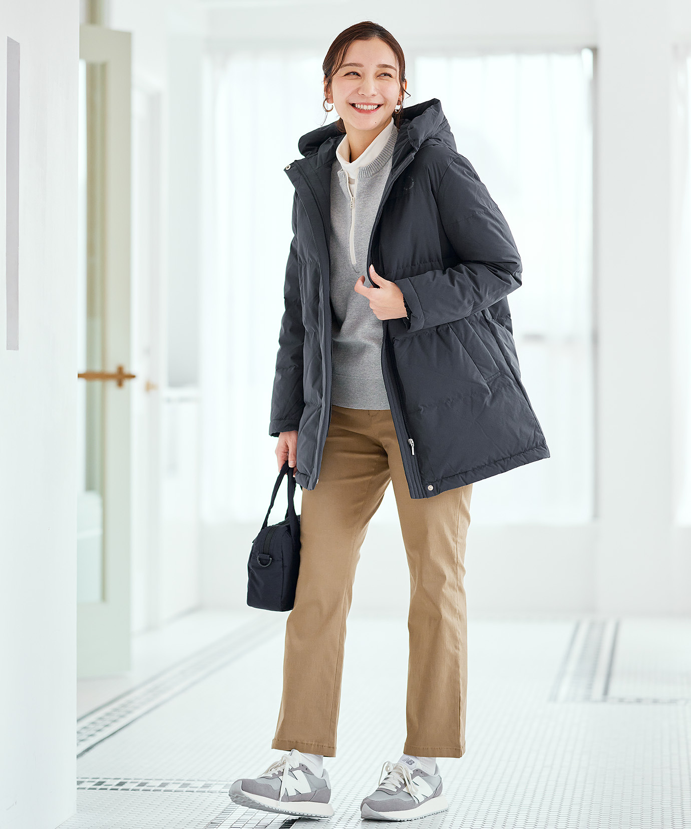 レディース ストレッチ ミドル ダウン ジャケット【撥水加工】通販