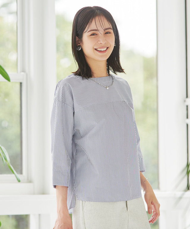 レディース ストライプ 七分袖 ブラウス【一部店舗限定】通販 [0201