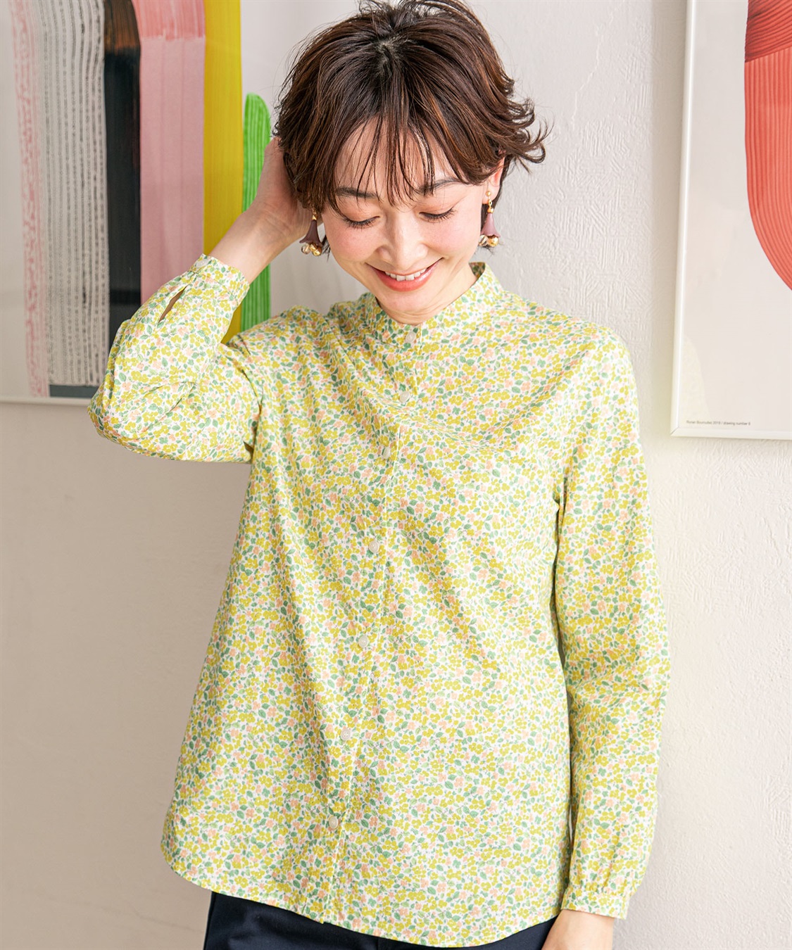 花柄オーガニックコットンブラウス DECOY｜クロスプラス公式通販サイト