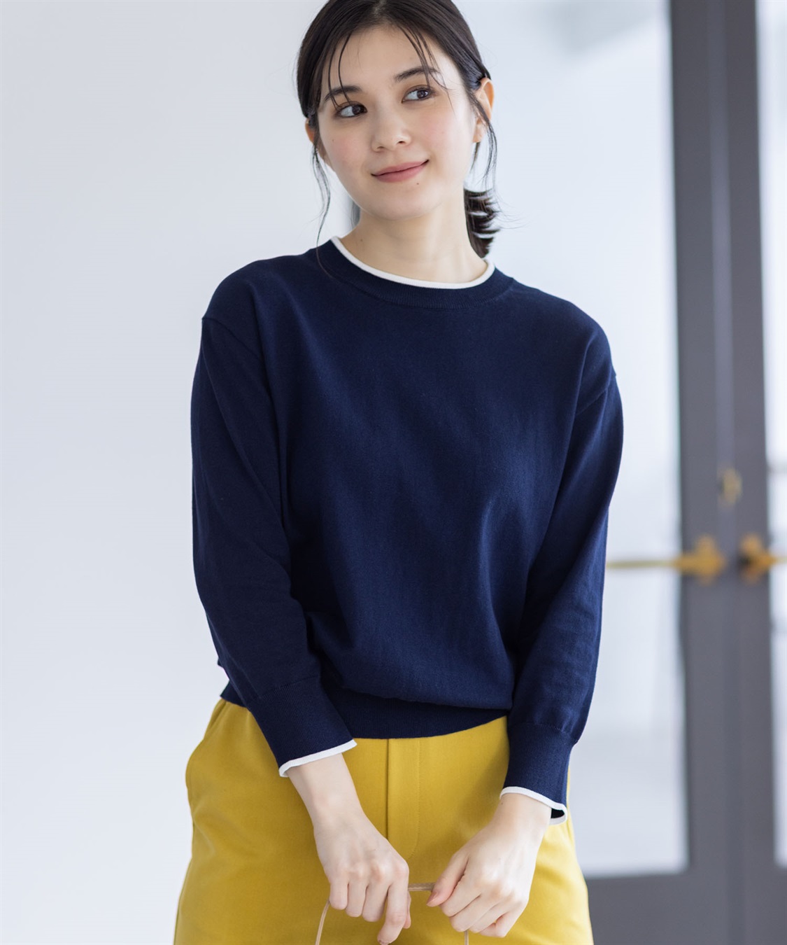 8分袖バイカラーニットプルオーバー Petit Honfleur｜クロスプラス公式