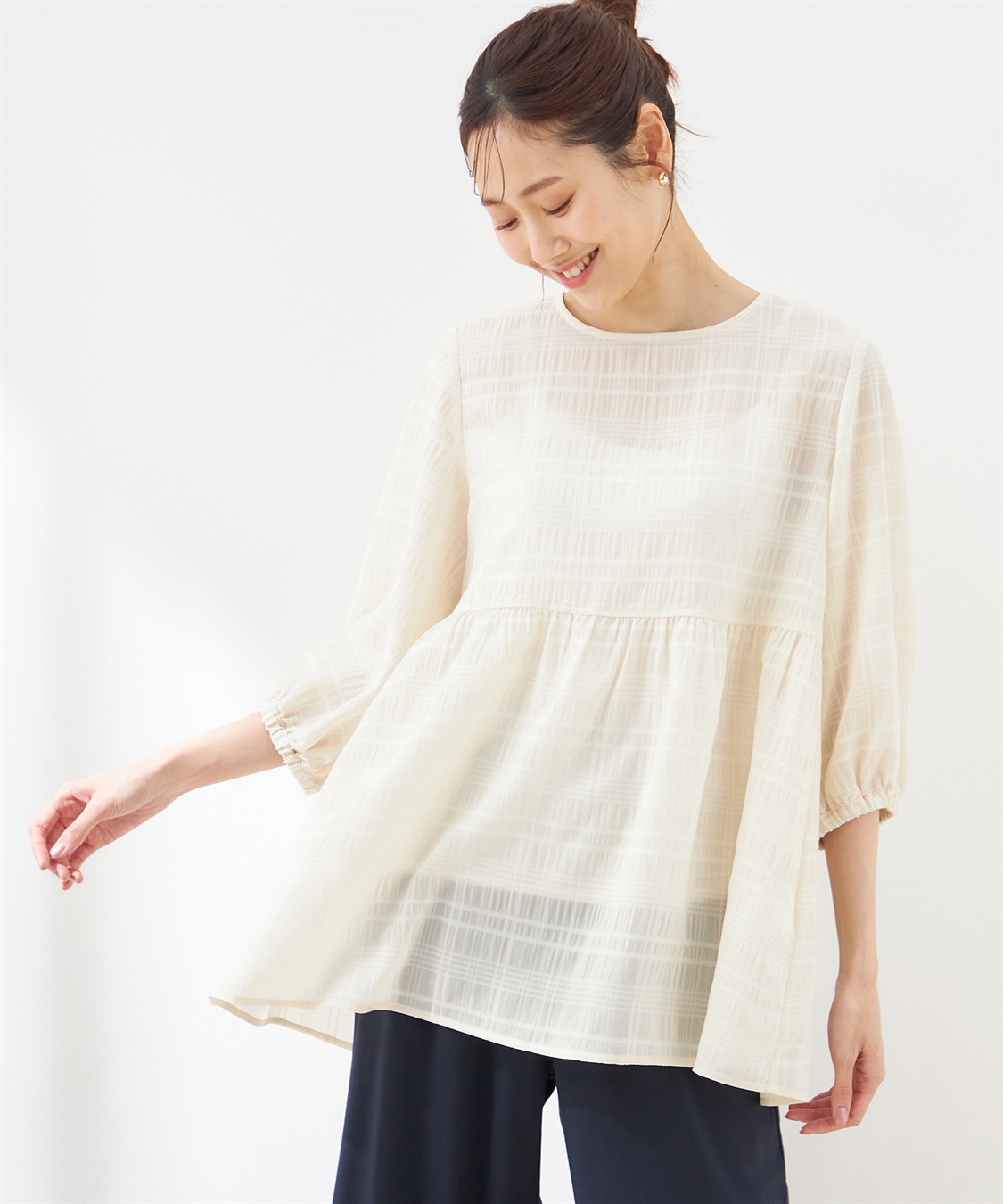 ウエスト切替ブラウス Petit Honfleur｜クロスプラス公式通販サイト
