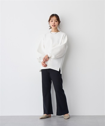 anyfee/プラスサイズ】リブフレアニットパンツ Life Style by cross