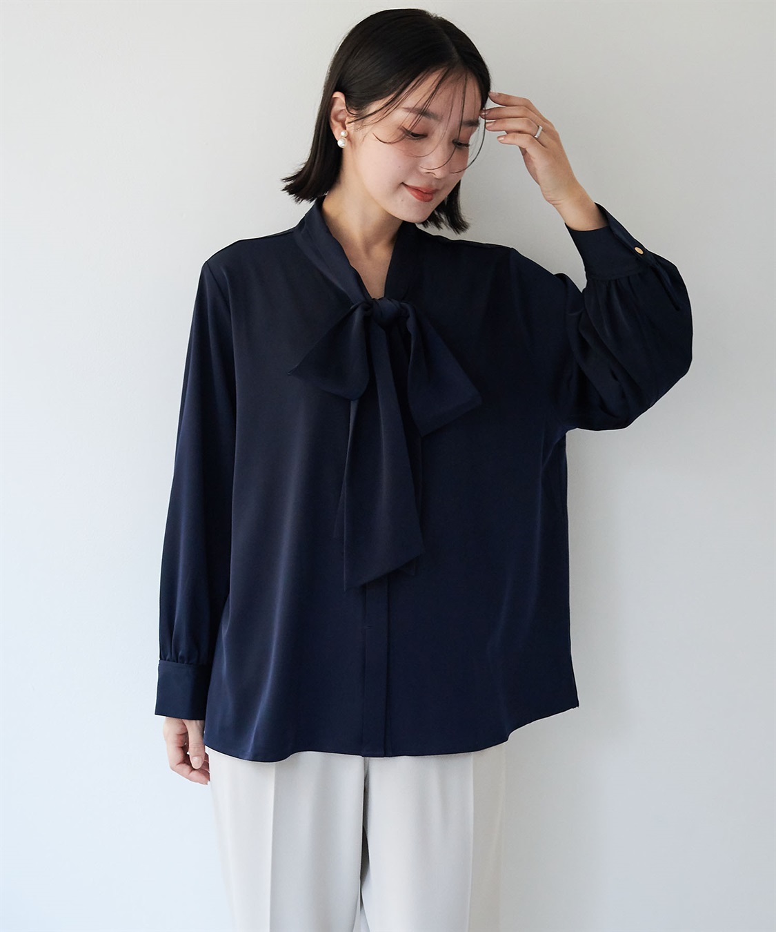 anyfee/大きいサイズ】BIGボウタイブラウス《セレモニー/オケージョン