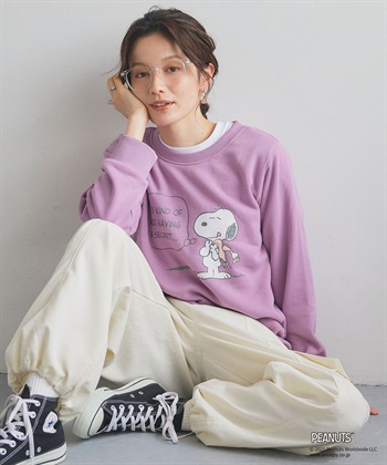 PEANUTS/ピーナッツ】SNOOPY/スヌーピーフロントプリント裏起毛