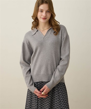 スキッパーニットプルオーバー【ハンドウォッシャブル】 LE SOUK