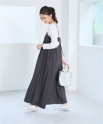 洗える》エブ楽 切り替えボリュームキャミソールワンピース【CF/クロス