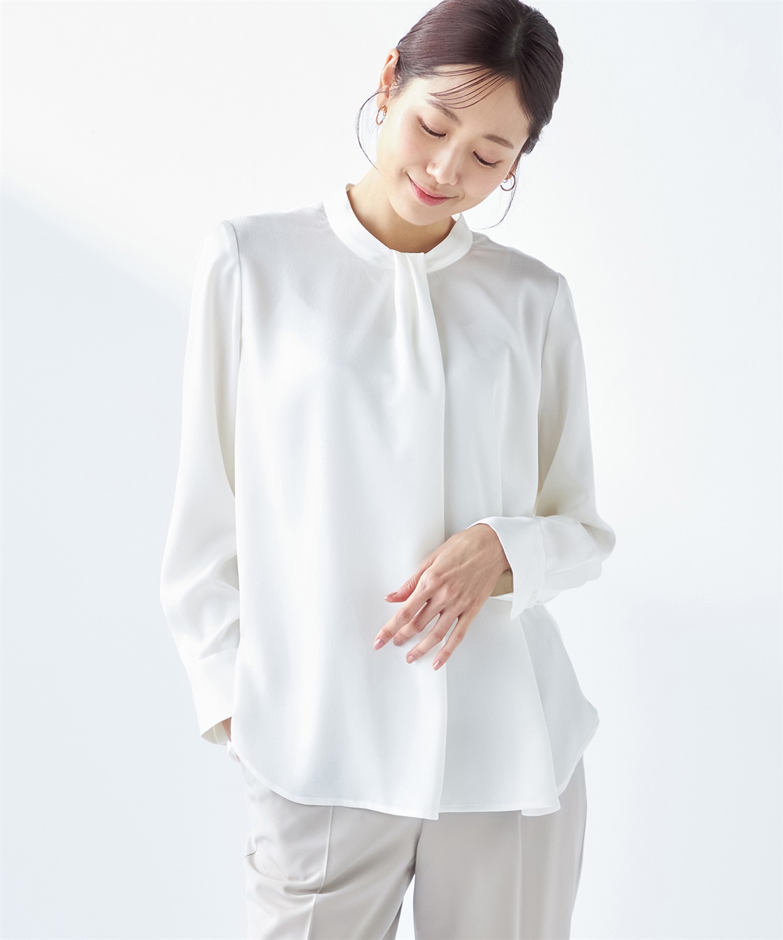 ストライプタイブラウス A/C DESIGN BY ALPHA CUBIC｜クロスプラス公式