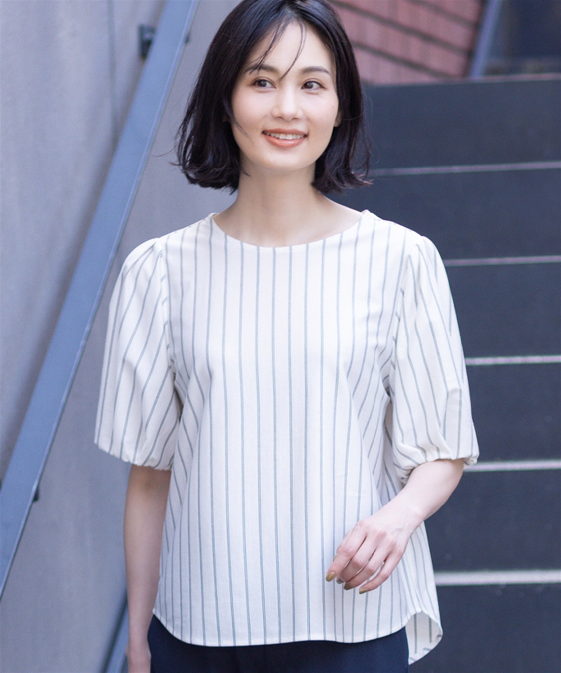 ストライプカットソーブラウス A/C DESIGN BY ALPHA CUBIC｜クロス