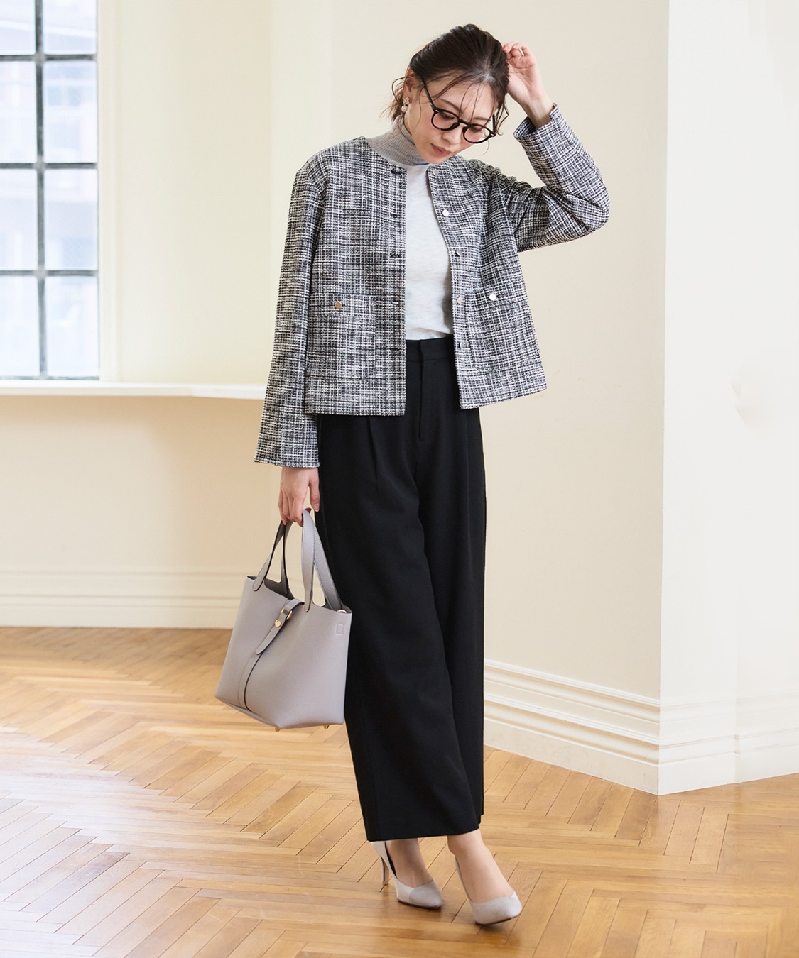 洗える》正解 ツイードノーカラージャケット【CF/クロスファンクション