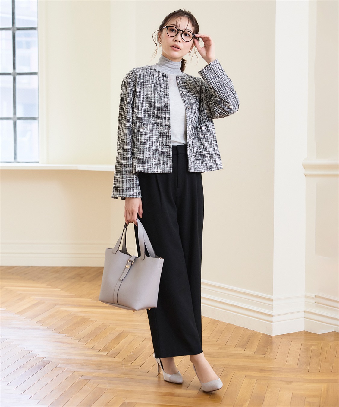 洗える》正解 ツイードノーカラージャケット【CF/クロスファンクション