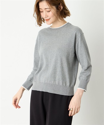 8分袖バイカラーニットプルオーバー Petit Honfleur｜クロスプラス公式