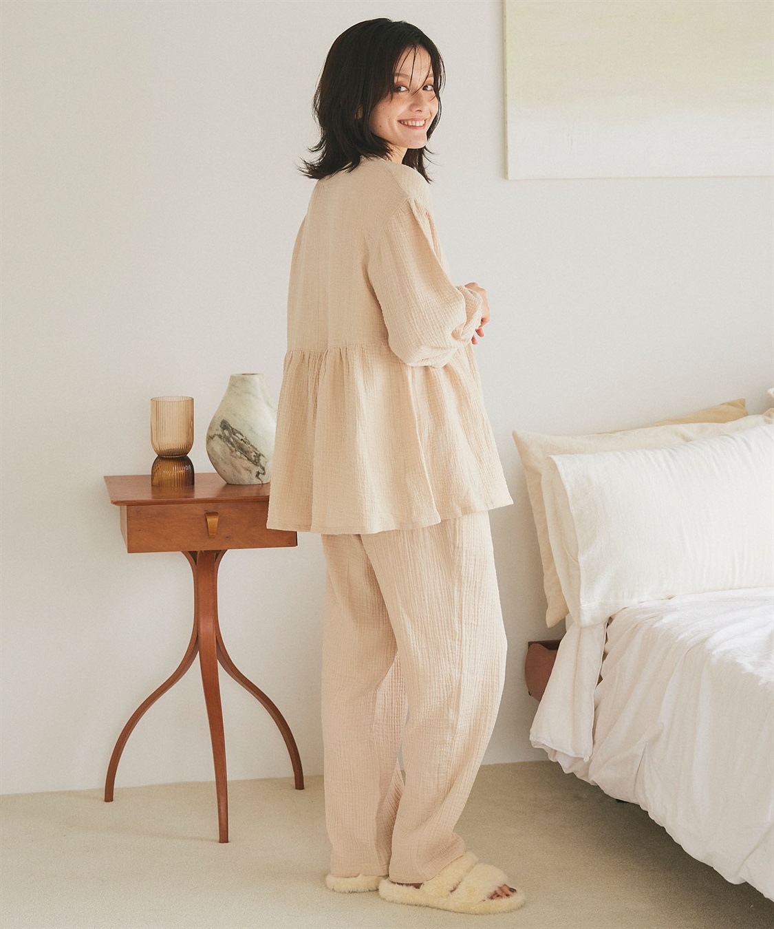 LAFUKU/ラフク】ゆったり柔らかダブルガーゼパジャマ綿100％《上下