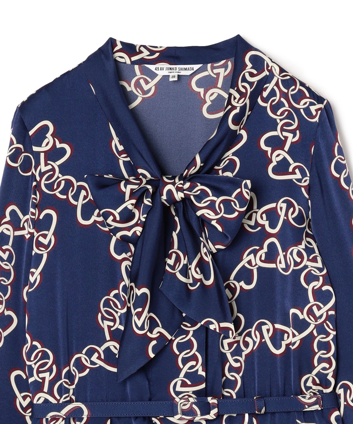 ハートチェーンプリントボウタイワンピース 49AV JUNKO SHIMADA