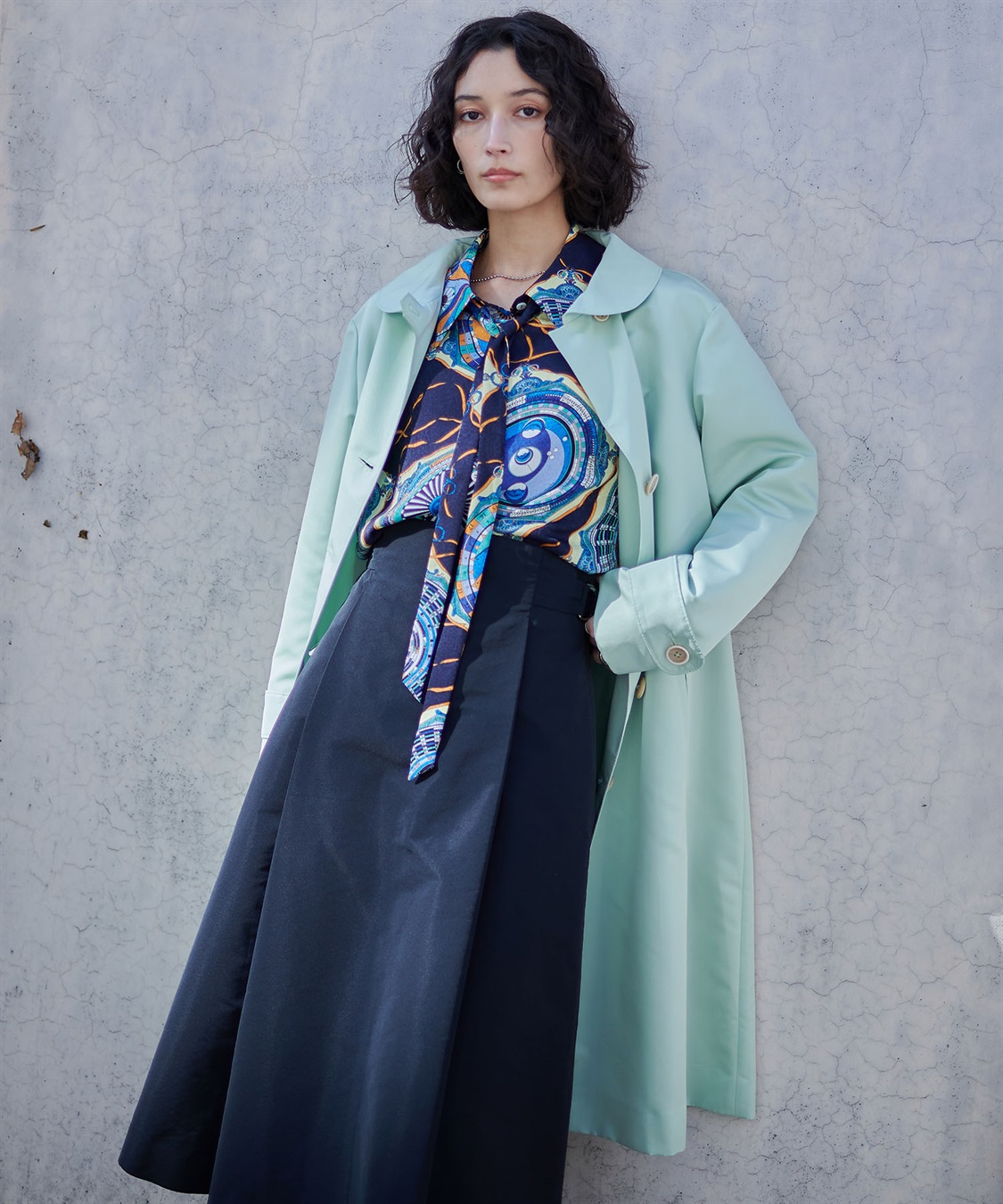 丸衿ステンカラーコート 49AV JUNKO SHIMADA｜クロスプラス公式通販サイト