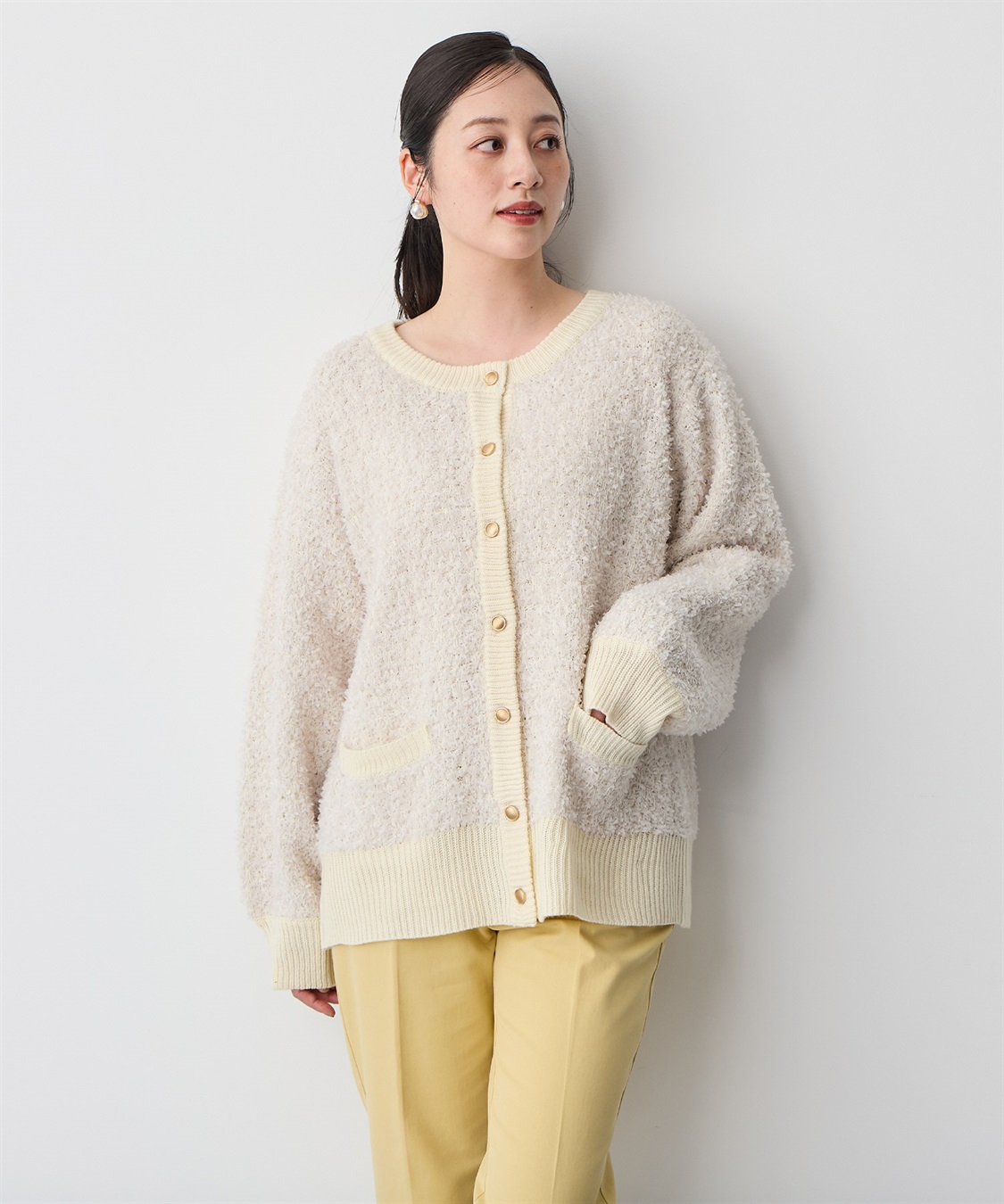 anyfee/プラスサイズ】リボンヤーンニットカーディガン anyfee｜クロス