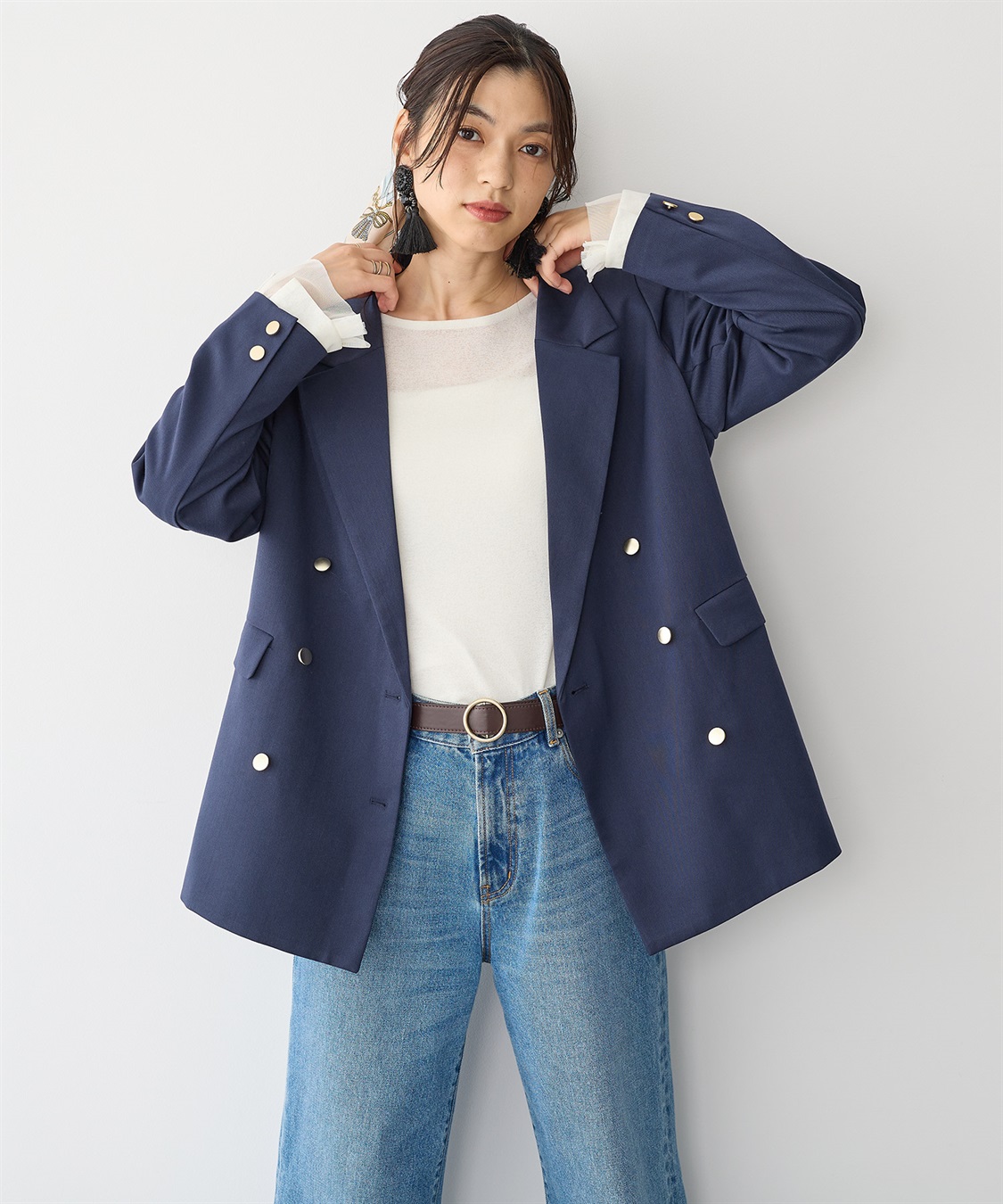 anyfee/プラスサイズ】無段階レザー調シンプルベルト anyfee｜クロス