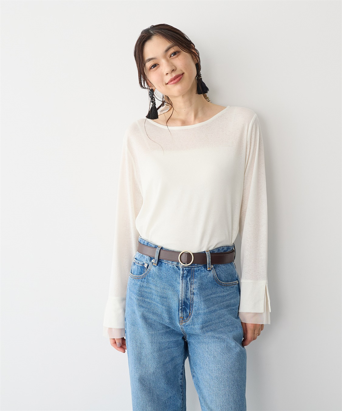 anyfee/プラスサイズ】無段階レザー調シンプルベルト anyfee｜クロス