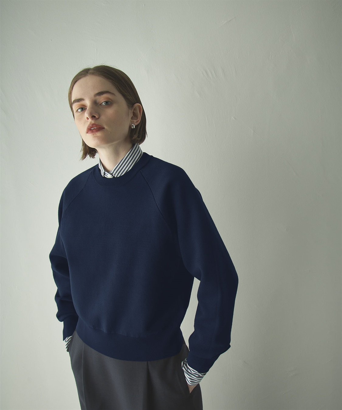 スウェットライクニットプルオーバー N.O.R.C｜クロスプラス公式通販サイト