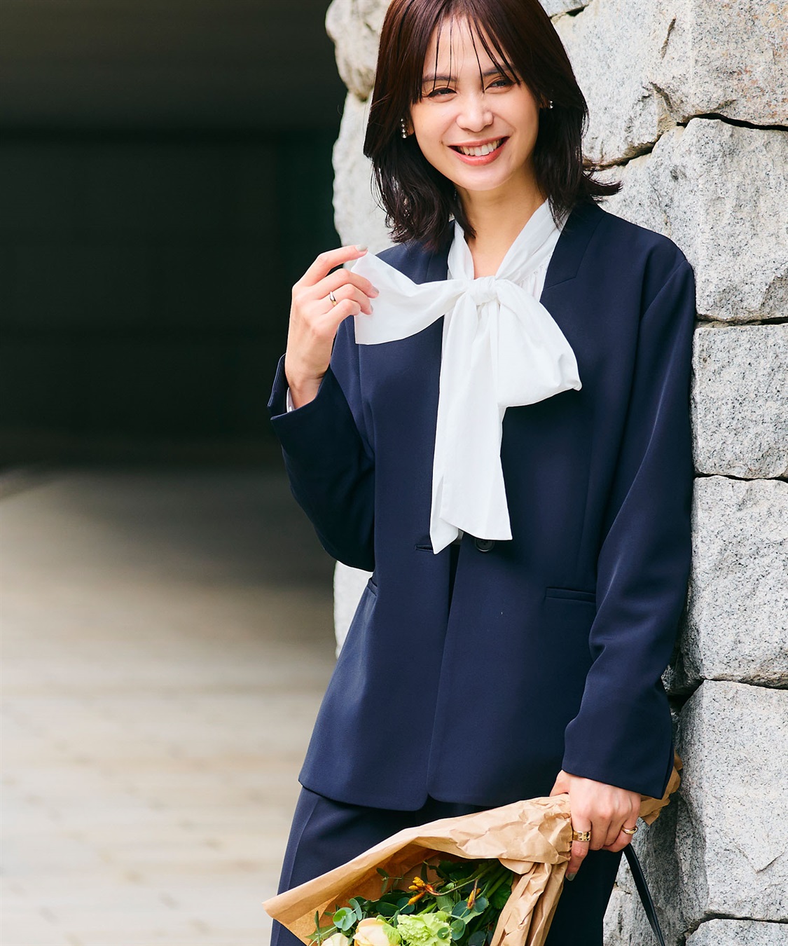 洗える・シワになりにくい》2点セット 正解 ノーカラージャケット