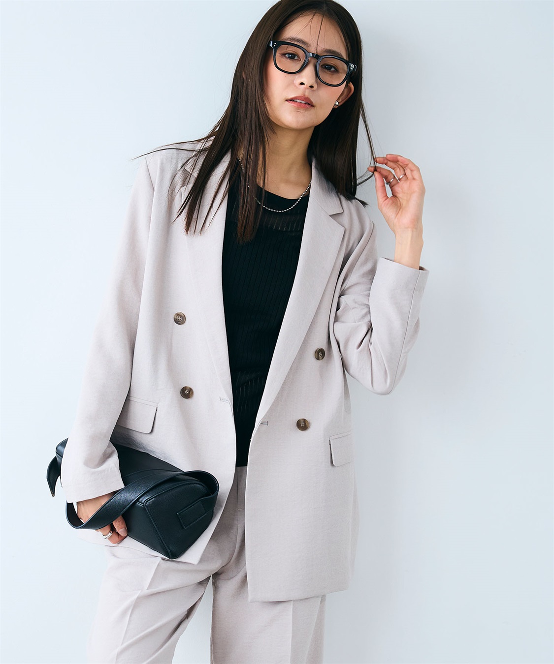 シワになりにくい》サマナチュラ リネンライクテーラードジャケット