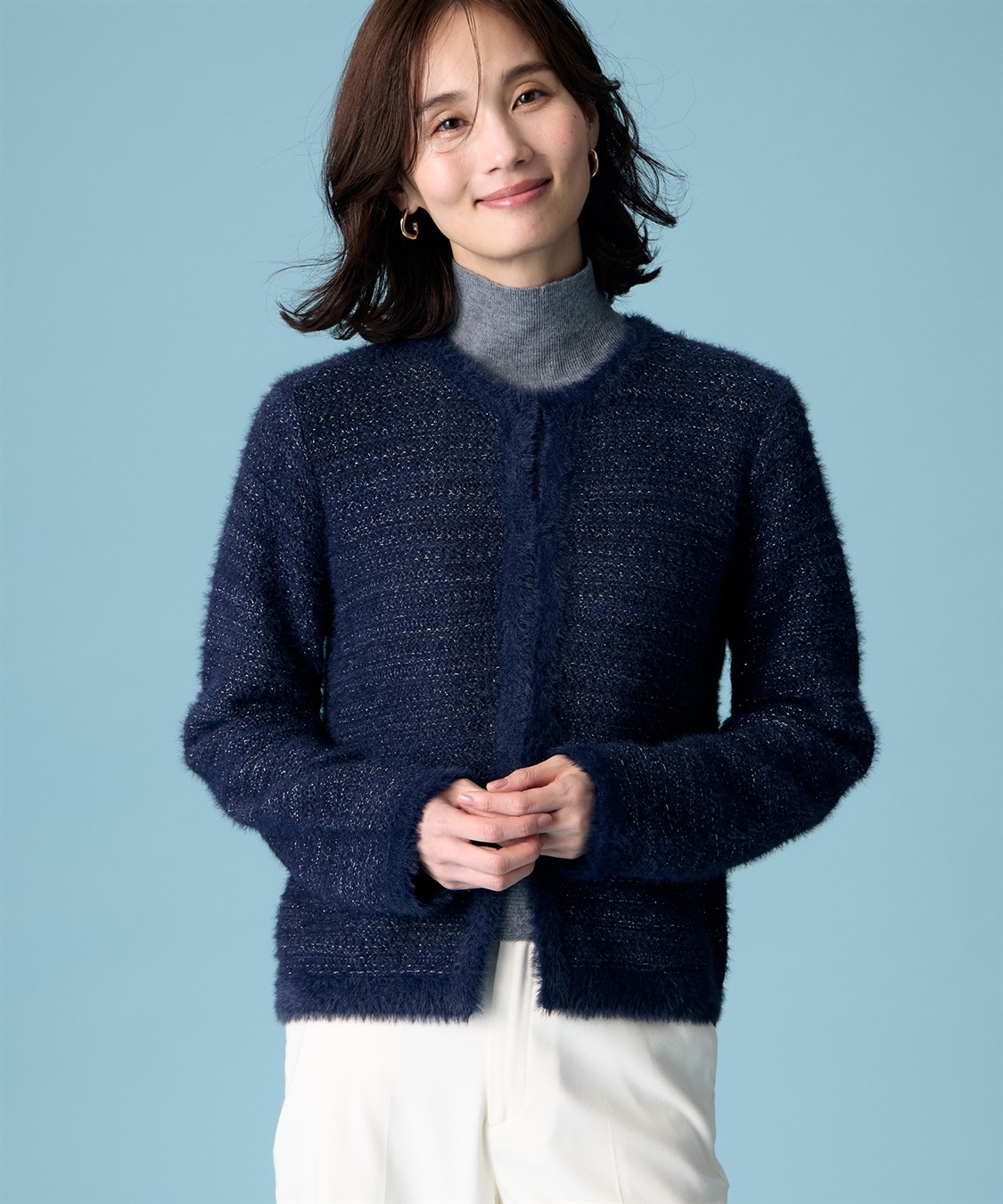 バイカラーニットカーディガン A/C DESIGN BY ALPHA CUBIC｜クロス