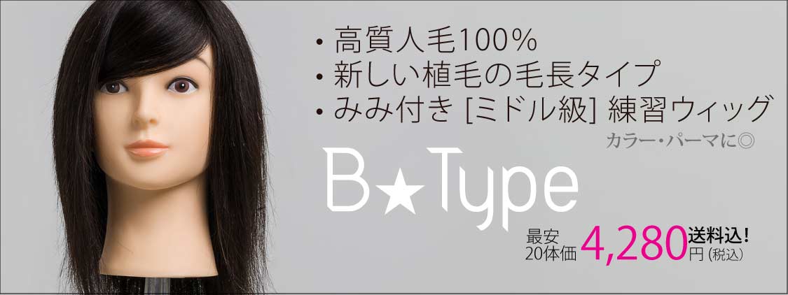 B Type 1体 人気モデル (100%人毛)! カット練習・カラー用 ☆ | Cutwig