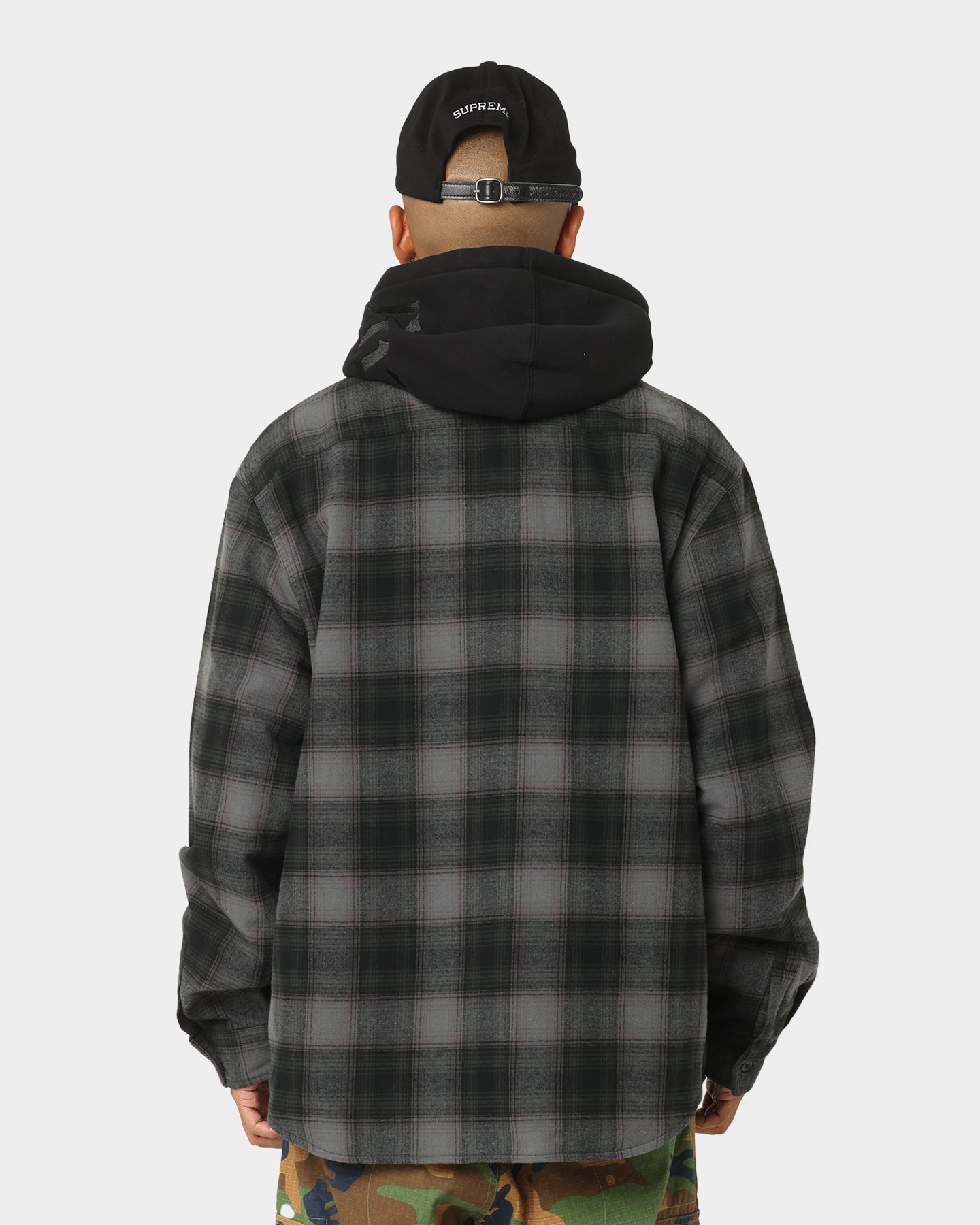 Supreme Hooded Flannel Zip Up Shirt Black | Culture Kings US