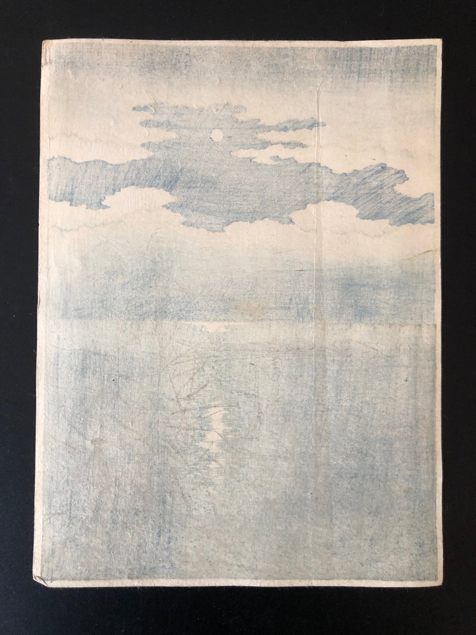 真作保証】庄田耕峯 Moonlit Sea woodblock print Meiji Hasegawa