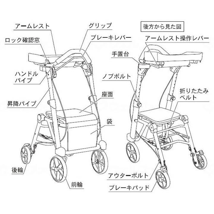 シトレア 前腕支持歩行車 クリームイエロー Citrea 歩行器 幸和製作所