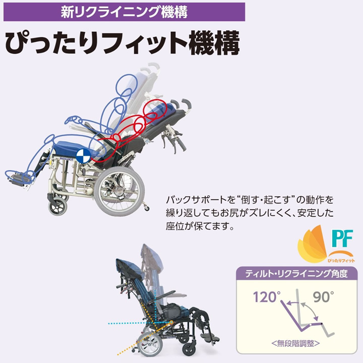 KPFK-12 カワムラサイクル くるーん リクライニング車椅子 ぴったり