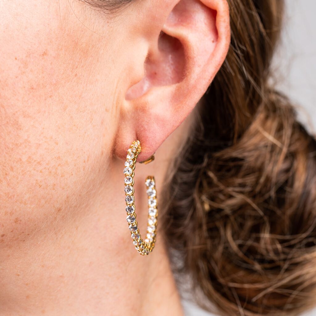 Yellow Gold Inside Out Hoop Earrings – CZ by Kenneth Jay Lane