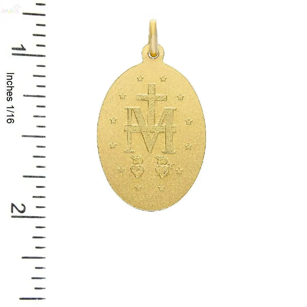 18K Solid Yellow Gold Large Miraculous Medal Pendant – Amalia J